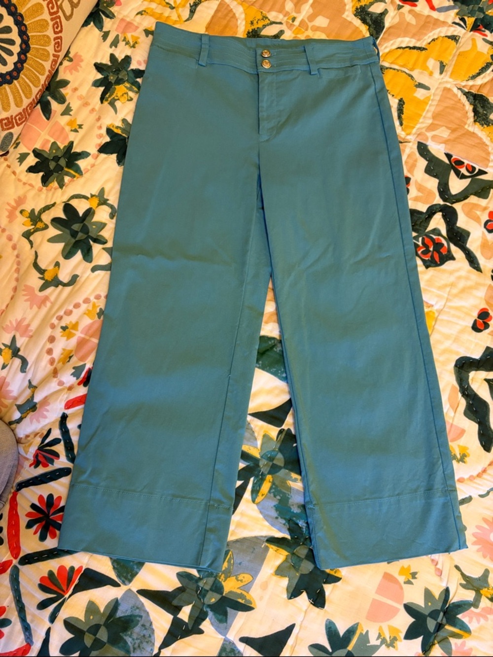 Chico's teal Blue Casual cropped Trousers